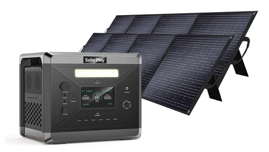 SolarPlay Portable Power Station, 2400W/2160Wh Large Capacity Solar Generator, with 2x200W Solar Panels, 4 AC Outlets (4800W Peak), Emergency Power Station for Home, Camping, Outdoor Battery Backup