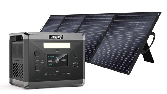 SolarPlay Portable Power Station, 2400W/2160Wh Large Capacity Solar Generator, with 200W Solar Panel, 4 AC Outlets (4800W Peak), Emergency Power Station for Home, Camping, Outdoor Battery Backup