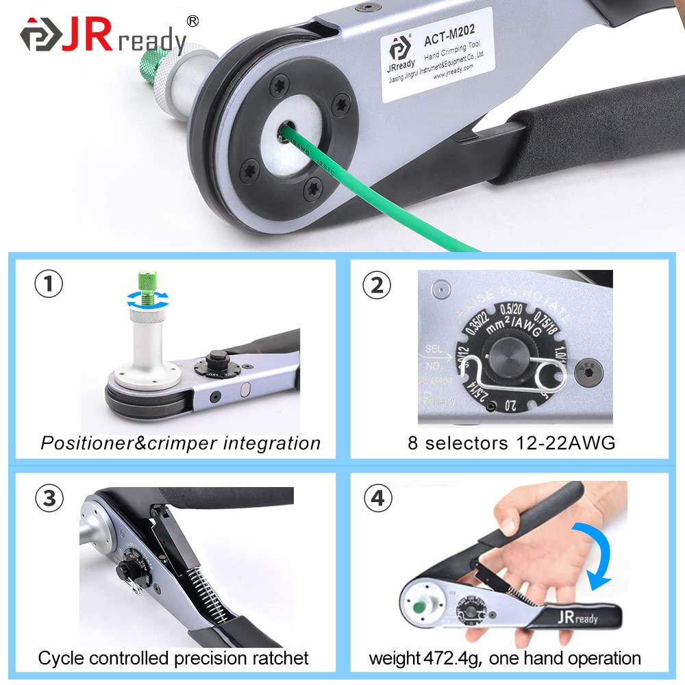 JRready ST6146 Deutsch Connector Kit with Crimper, DT 2 Pin Connector, 3 4 6 8 12 Pin Connectors, Deutsch Pins Size 16 Solid Contacts, Deutsch Crimp Tool ACT-M202 for 12-22AWG