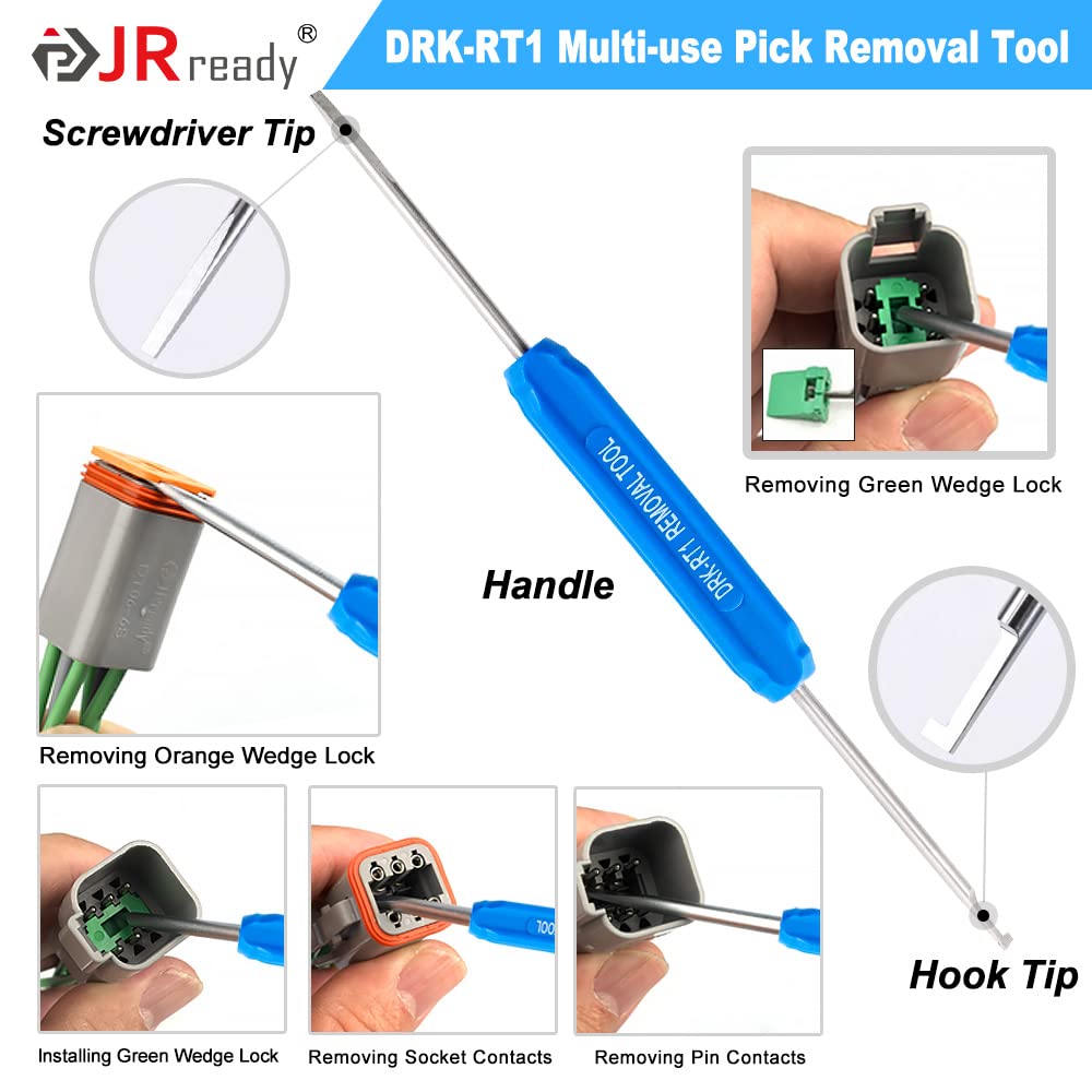 JRready ST6146 Deutsch Connector Kit with Crimper, DT 2 Pin Connector, 3 4 6 8 12 Pin Connectors, Deutsch Pins Size 16 Solid Contacts, Deutsch Crimp Tool ACT-M202 for 12-22AWG