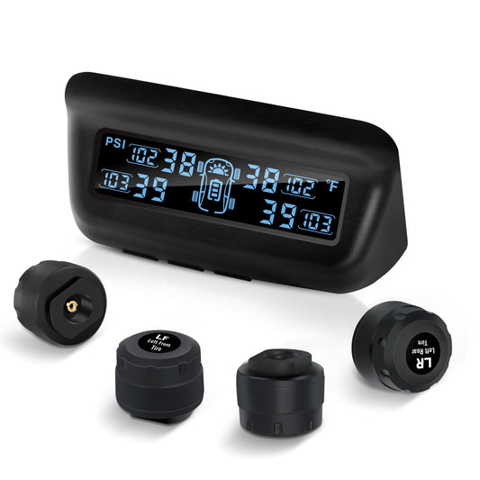 Masoll Tire Pressure Monitoring System, RV/Trailler TPMS with Solar Charging & Auto Calibration, M13 LCD Display tpms 4 sensors (0-87PSI)