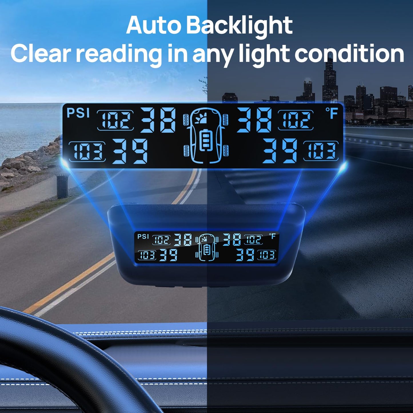 Masoll Tire Pressure Monitoring System, RV/Trailler TPMS with Solar Charging & Auto Calibration, M13 LCD Display tpms 4 sensors (0-87PSI)