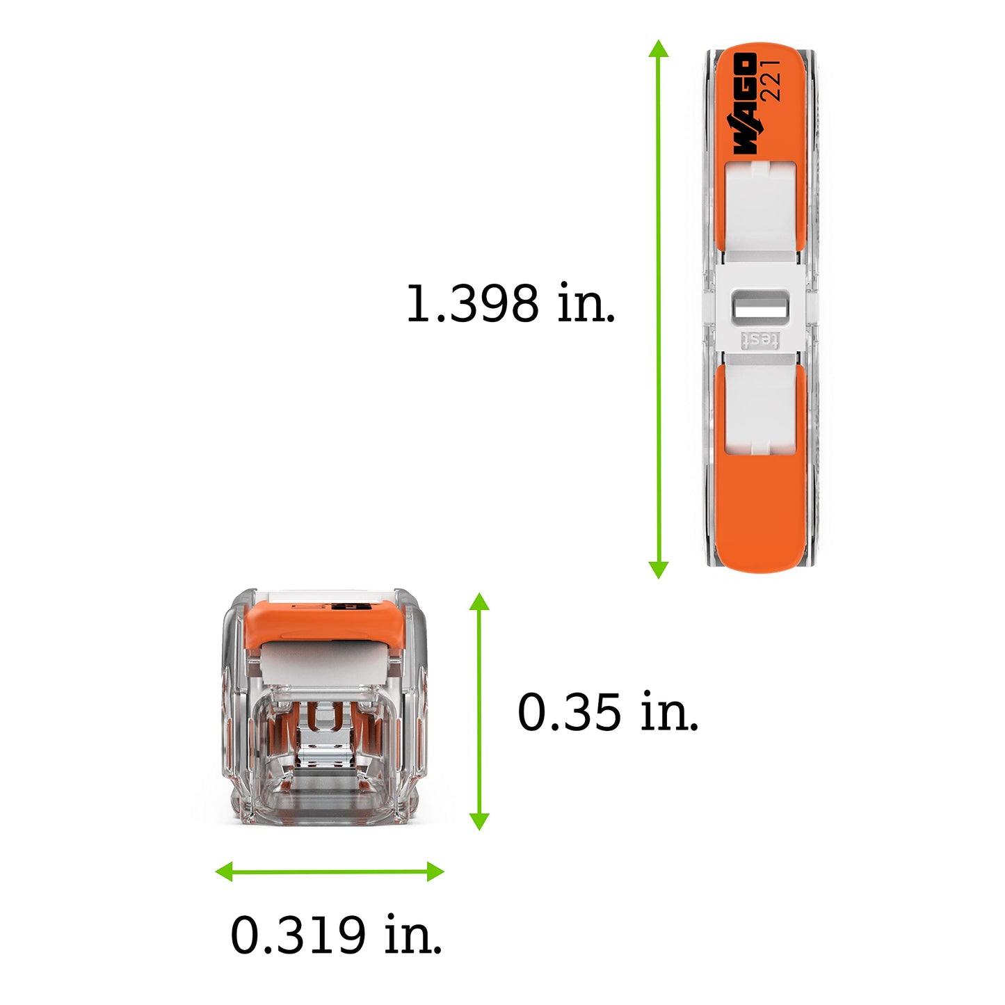 221-2401 | WAGO Lever-Nuts® Inline Splicing Connector | for Solid and Stranded Conductors | 2-Conductor with Operating levers | 24-12 AWG | Transparent housing | White Cover | [Bag of 2500 Pieces]