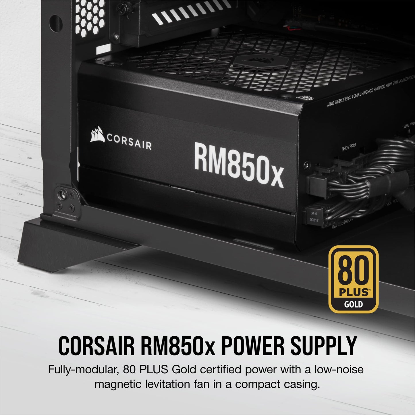 CORSAIR RM850x Fully Modular ATX Power Supply - 80 PLUS Gold - Low-Noise Fan - Zero RPM - Black