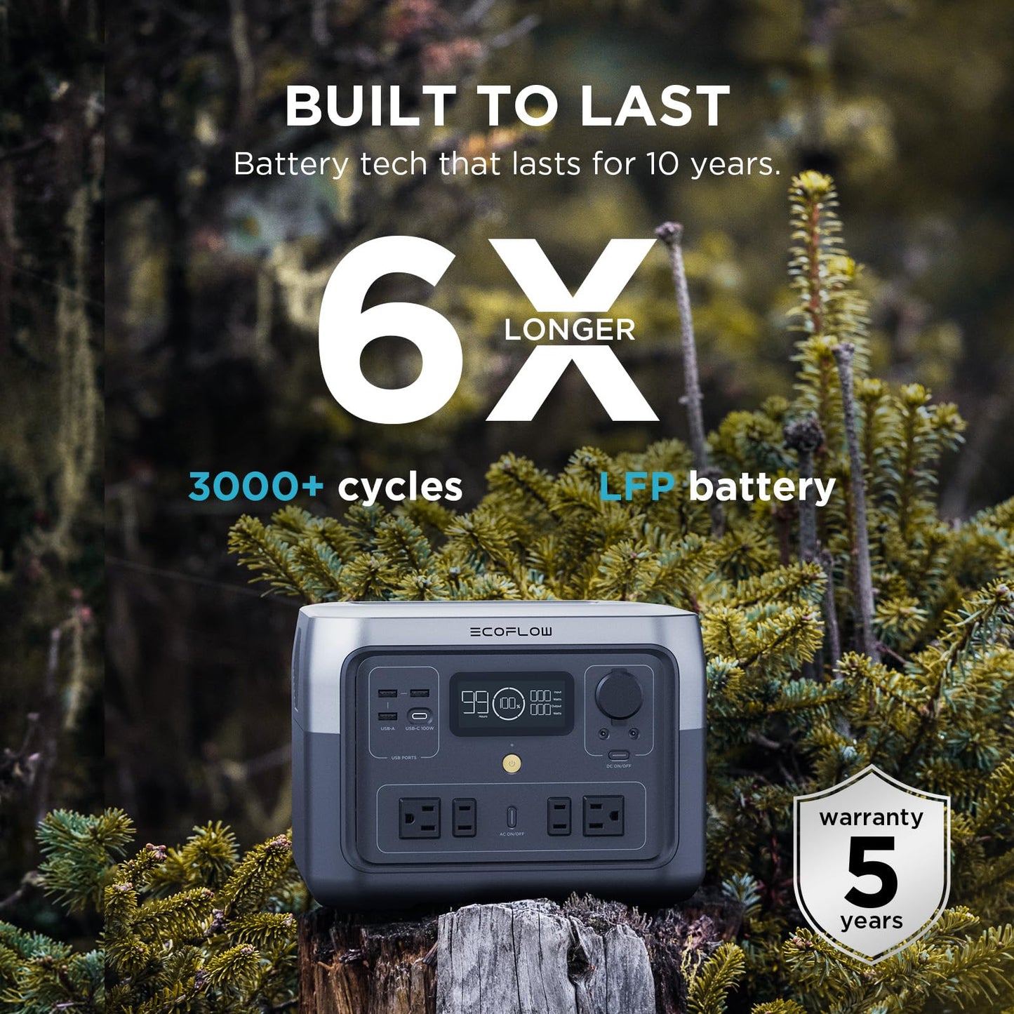 EF ECOFLOW Portable Power Station RIVER 2 Max 500, 499Wh LiFePO4 Battery/ 1 Hour Fast Charging, Up To 1000W Output Solar Generator (Solar Panel Optional) for Outdoor Camping/RVs/Home Use